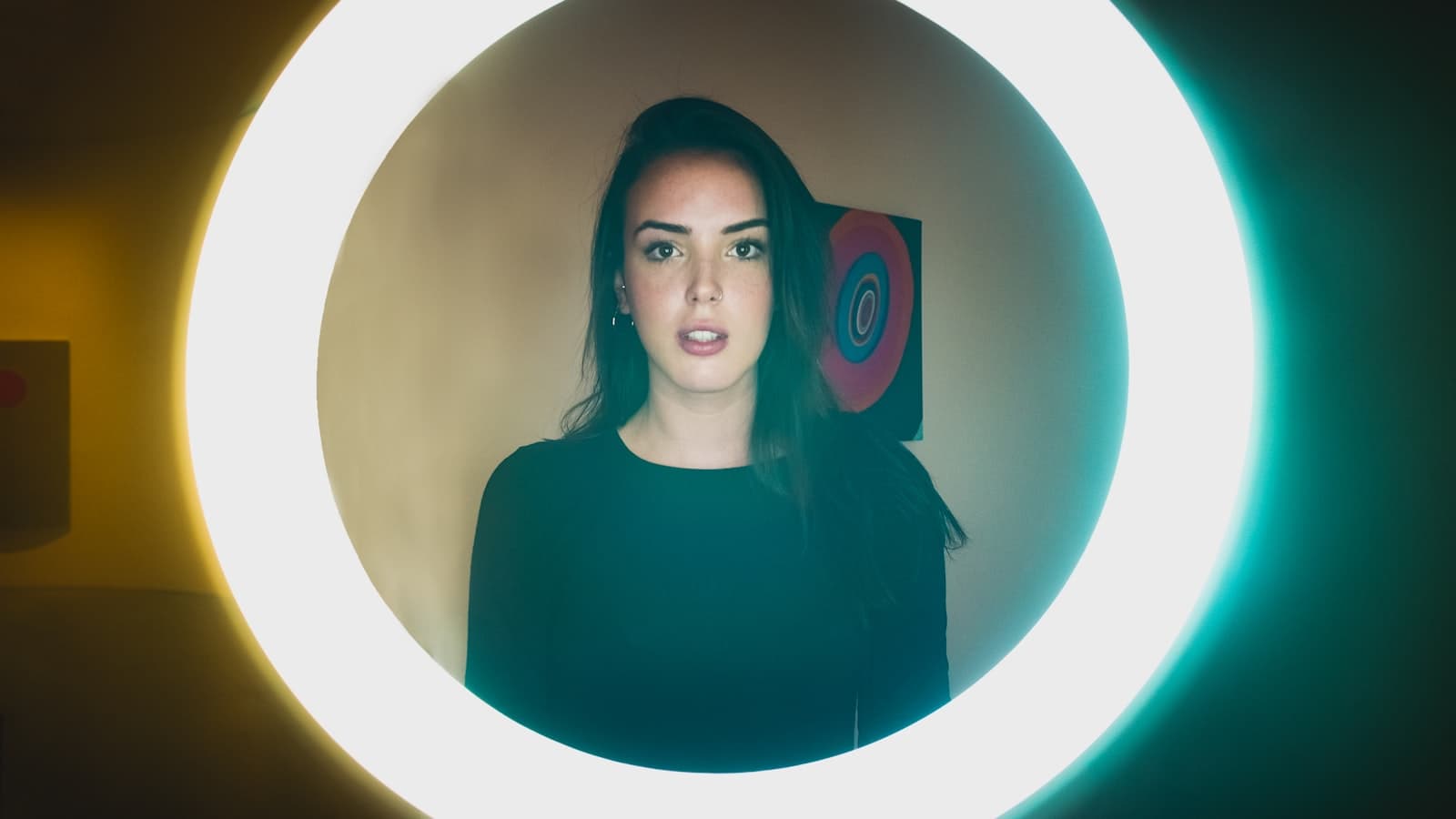 K-Beauty content creator at a vanity mirror with studio lighting