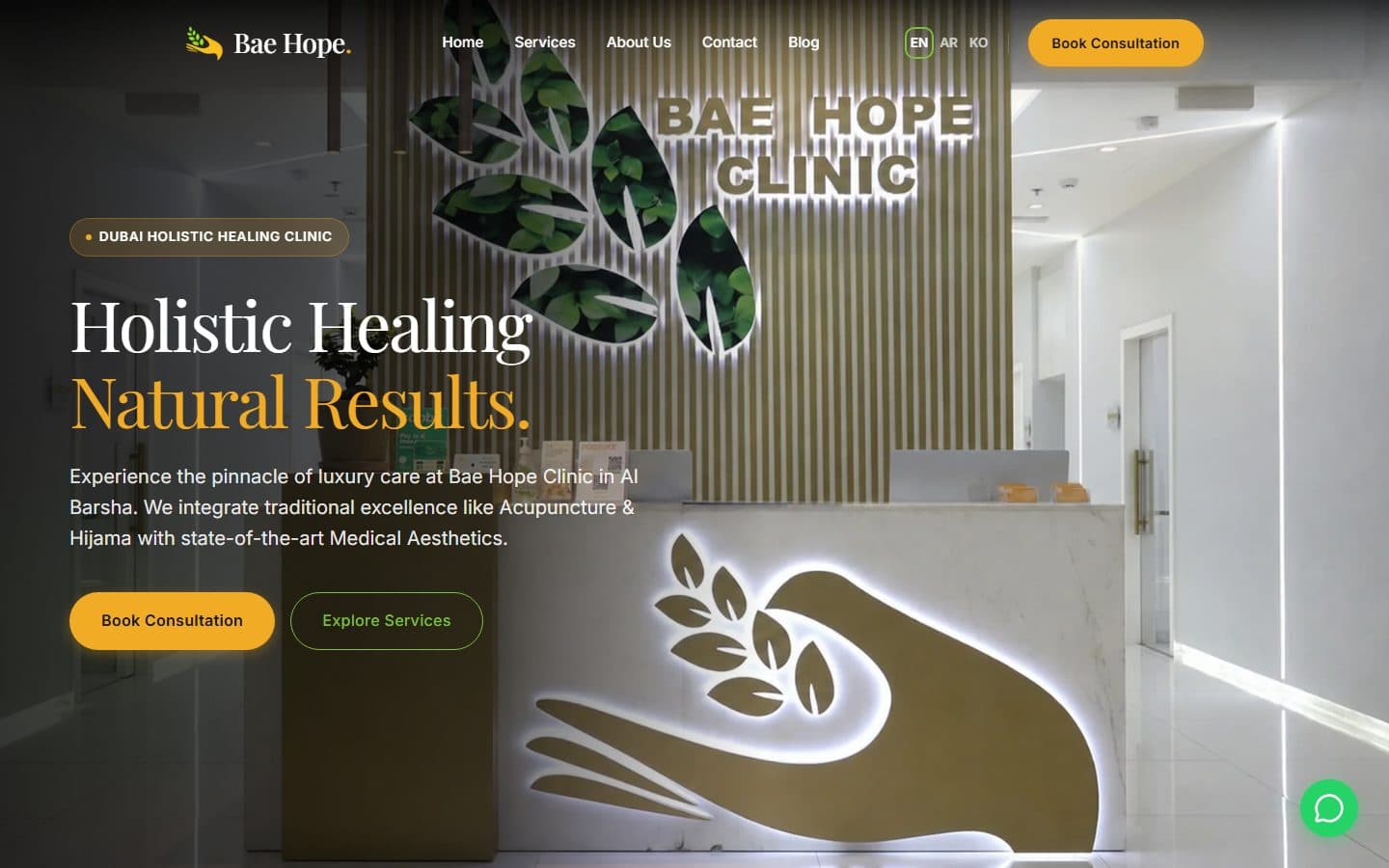 Baehope Clinic website homepage